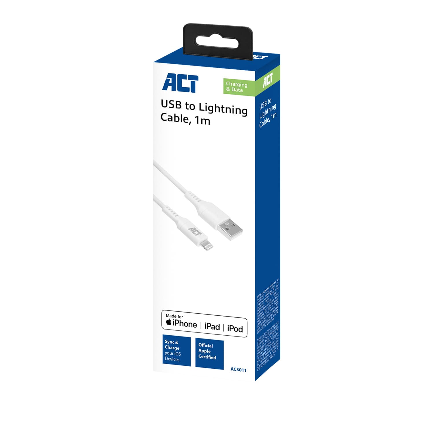 Kabel ACT USB 2.0 naar Lightning laad -en data 1 meter 2