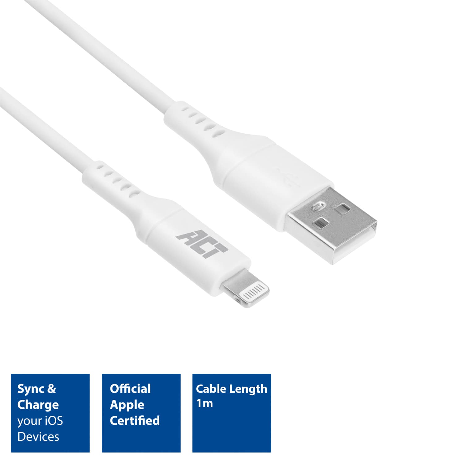 Kabel ACT USB 2.0 naar Lightning laad -en data 1 meter 3