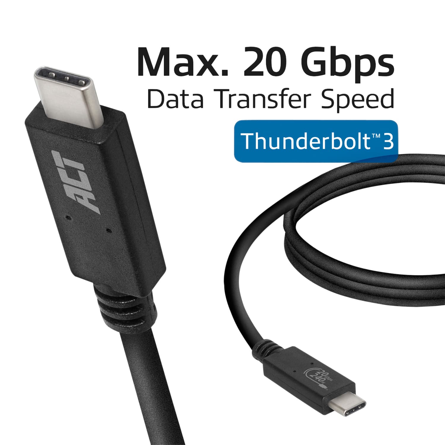 Kabel ACT USB-C USB 4 20Gbps Thunderbolt3 1 meter 4