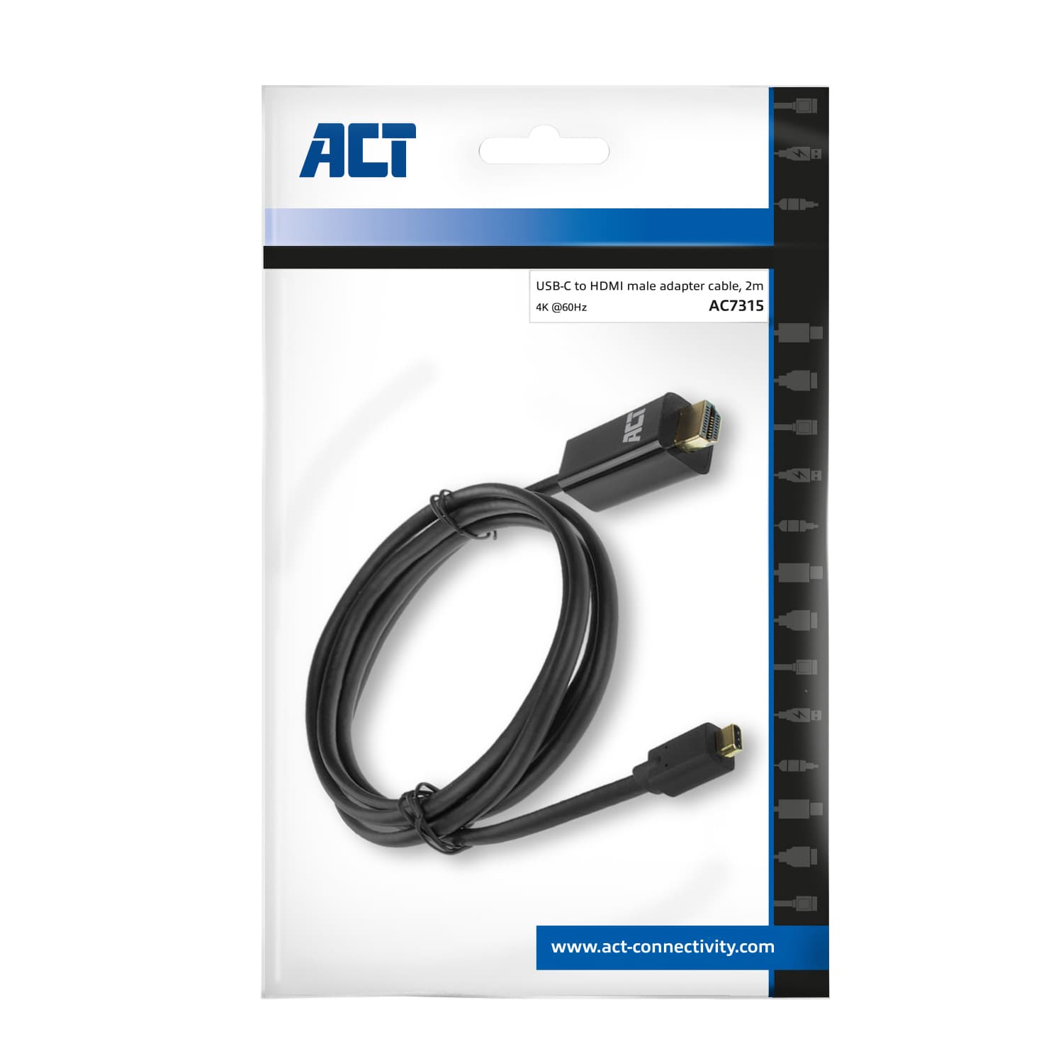 Kabel ACT USB-C naar HDMI 60Hz  2 meter 2