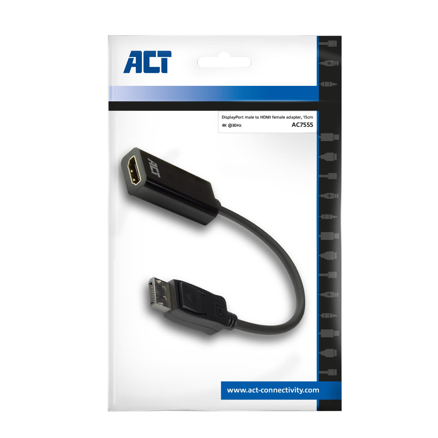 Adapter ACT DisplayPort naar HDMI 4K 0.15 meter 2
