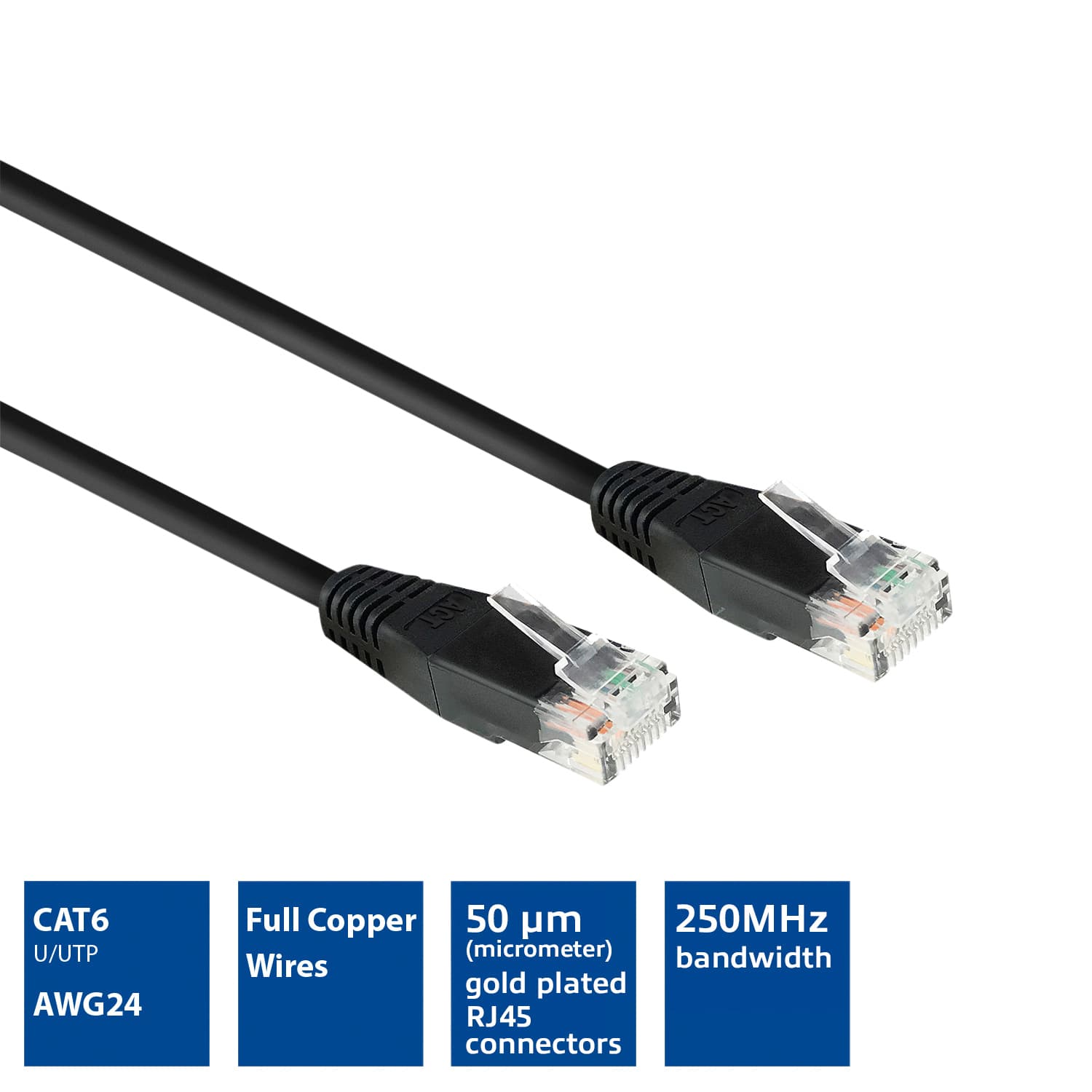 Kabel ACT CAT6 Network koper 0.9 meter zwart 4