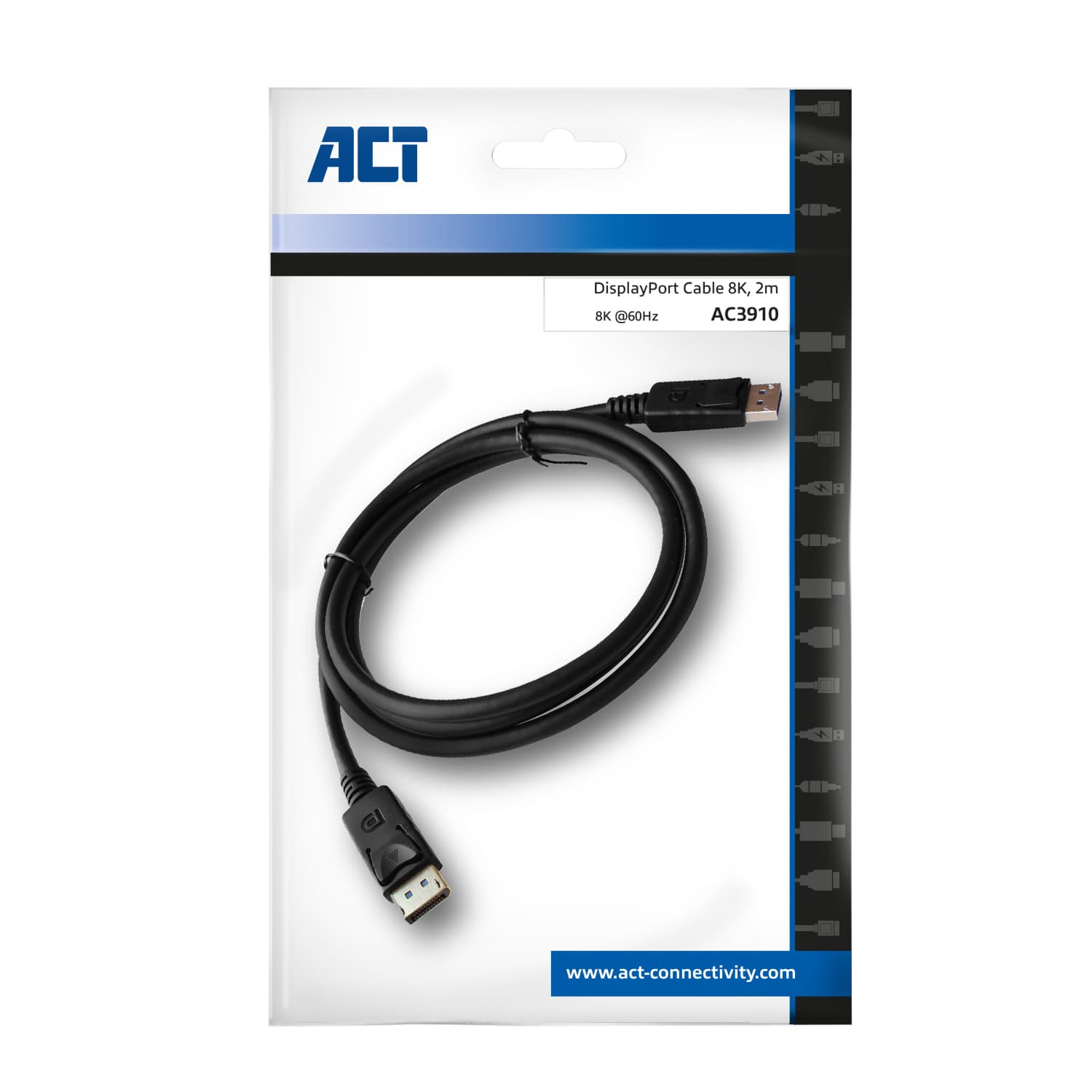 Kabel ACT DisplayPort 1.4 8K M-M 2 meter zwart 2