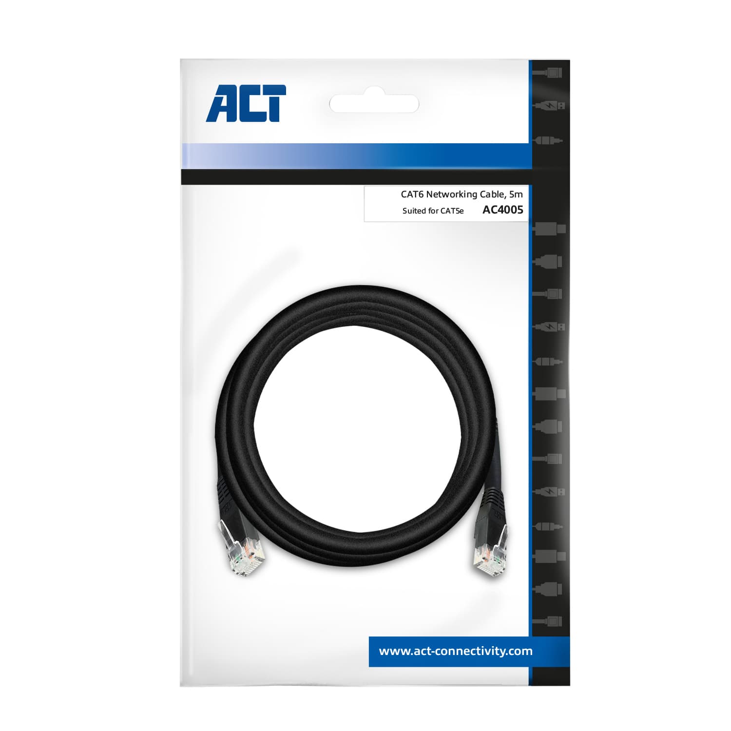 Kabel ACT CAT6 Network koper 5 meter zwart 2