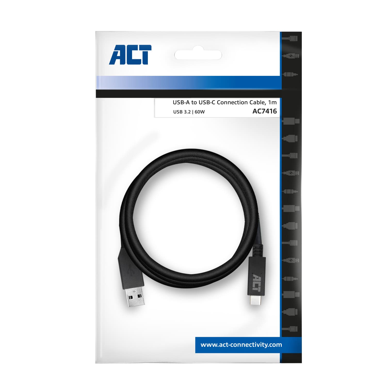 Kabel ACT USB A 3.2 naar USB-C 1 meter 2