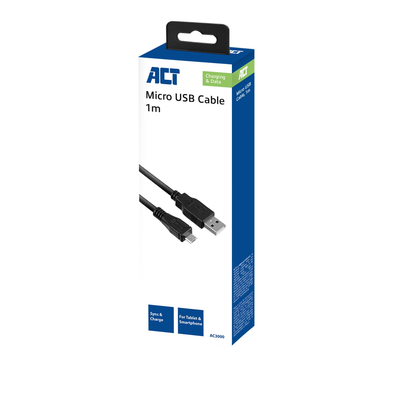 Kabel ACT USB 2.0 naar MicroB laad -en data 1 meter 2