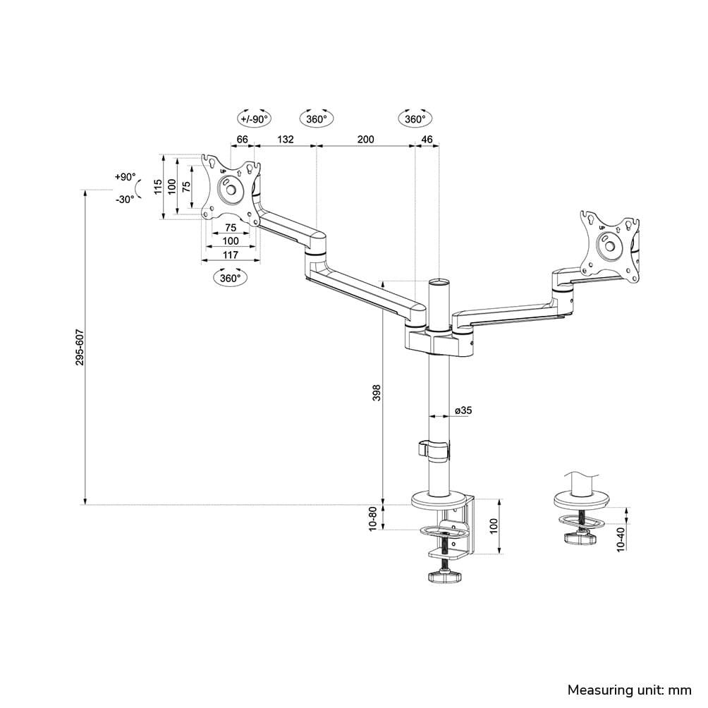 Monitorarm Neomounts NEXT Lite dual 17-27" zwart 5