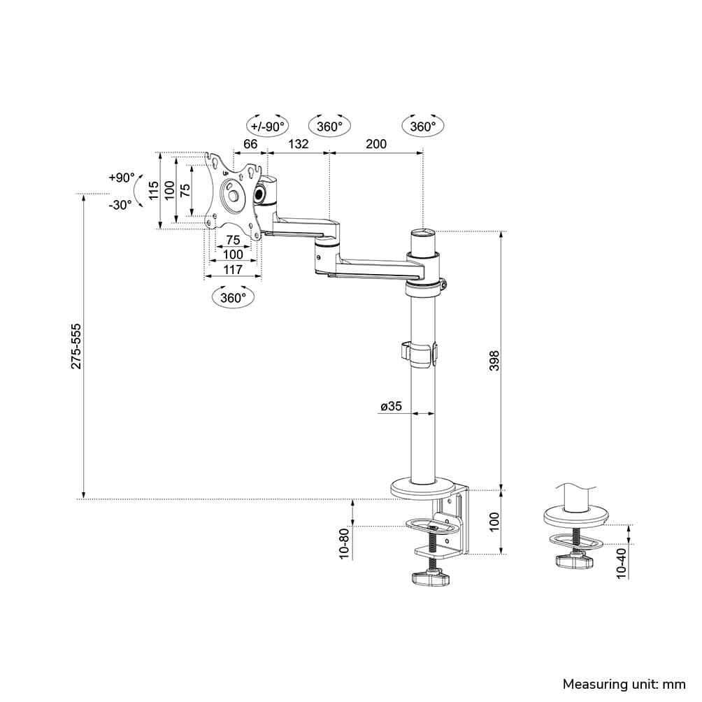 Monitorarm Neomounts NEXT Lite single 17-27" wit 5