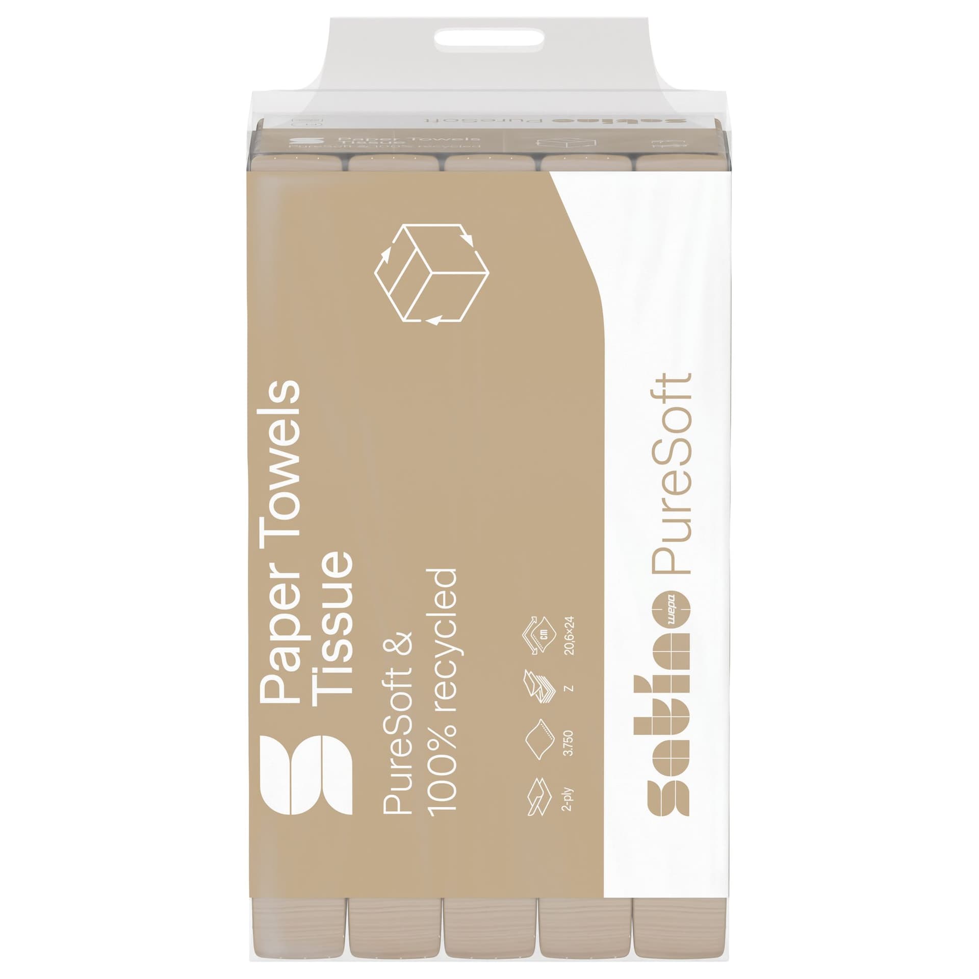 Handdoek Satino PT2 PureSoft z-vouw 2-laags 206x240mm 25x150 vel naturel 277530 2