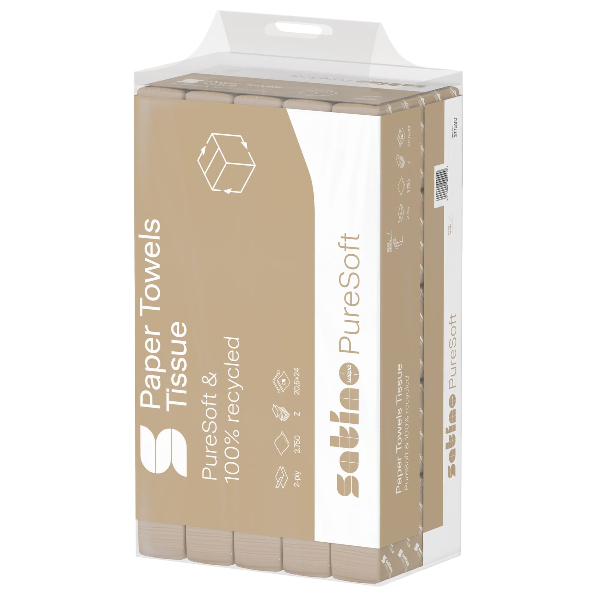 Handdoek Satino PT2 PureSoft z-vouw 2-laags 206x240mm 25x150 vel naturel 277530 3