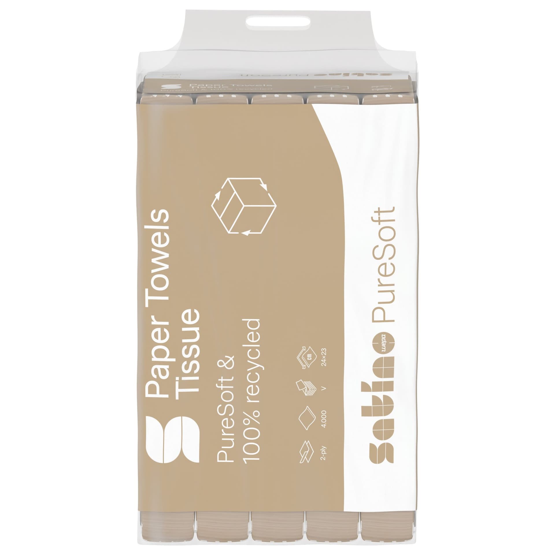 Handdoek Satino PT3 PureSoft v-vouw 2-laags 240x230mm 20x200 vel naturel 277540 2