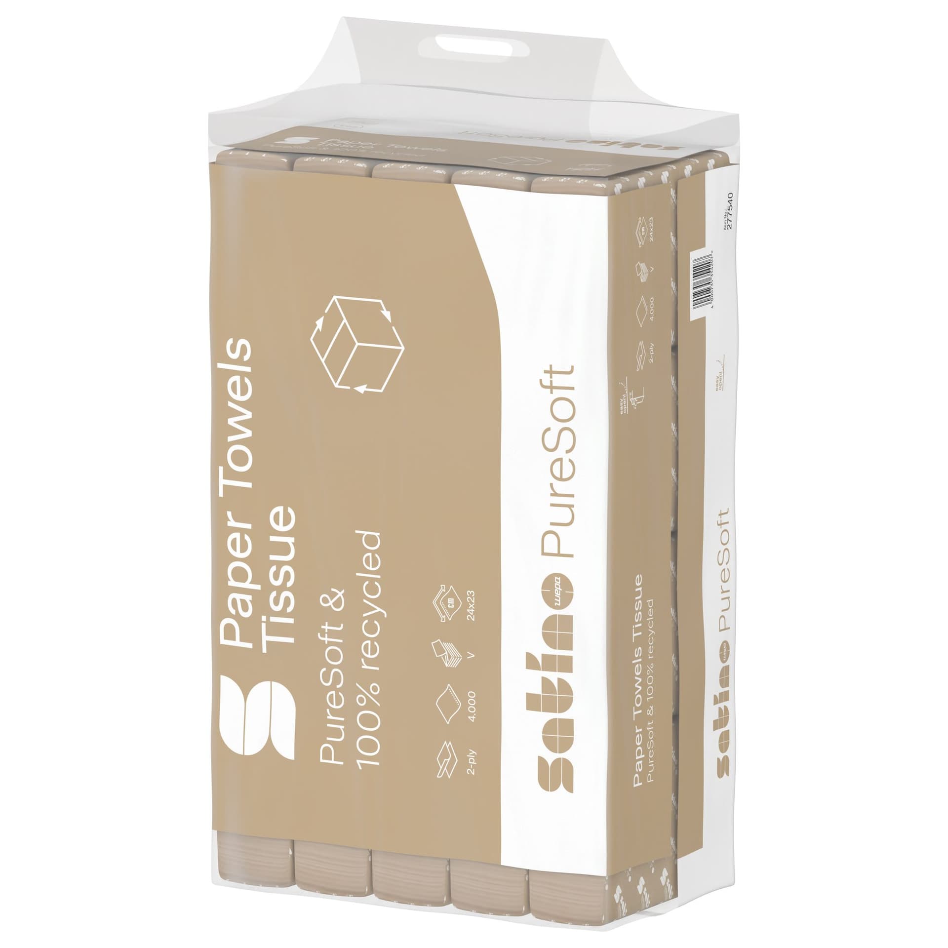 Handdoek Satino PT3 PureSoft v-vouw 2-laags 240x230mm 20x200 vel naturel 277540 3