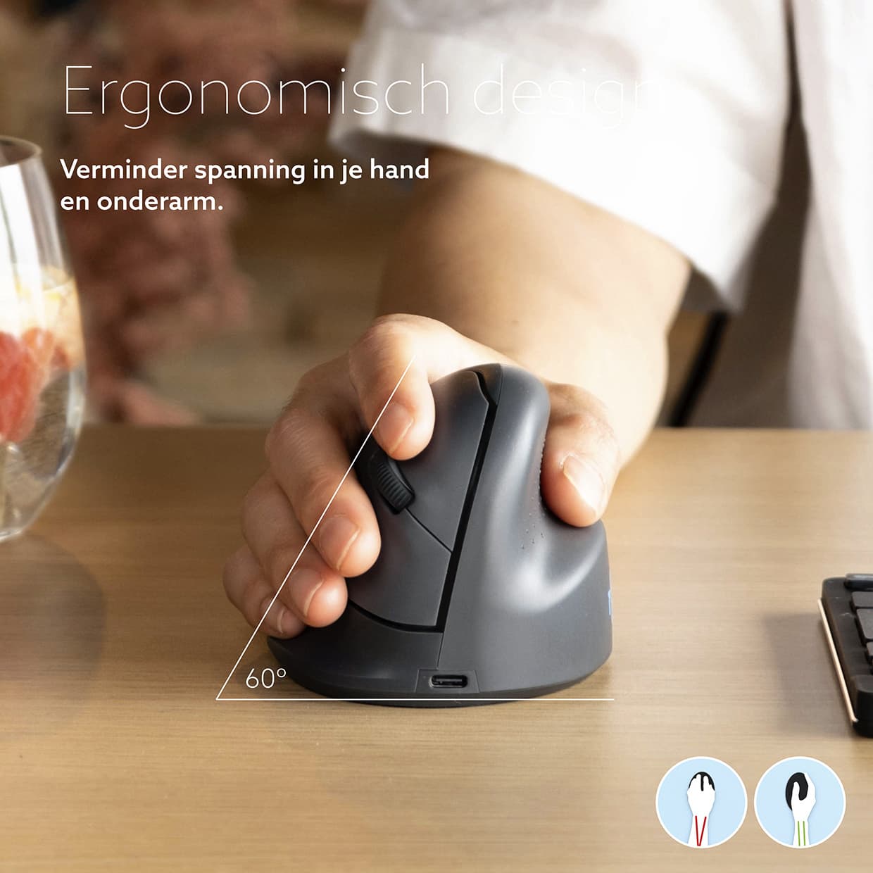 Ergonomisch muis R-Go HE Basic Wireless Rechts M 5