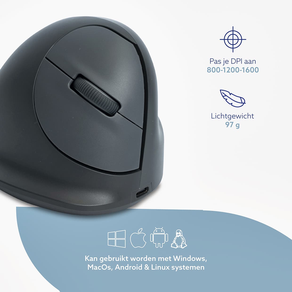 Ergonomisch muis R-Go HE Basic Wireless Rechts M 7