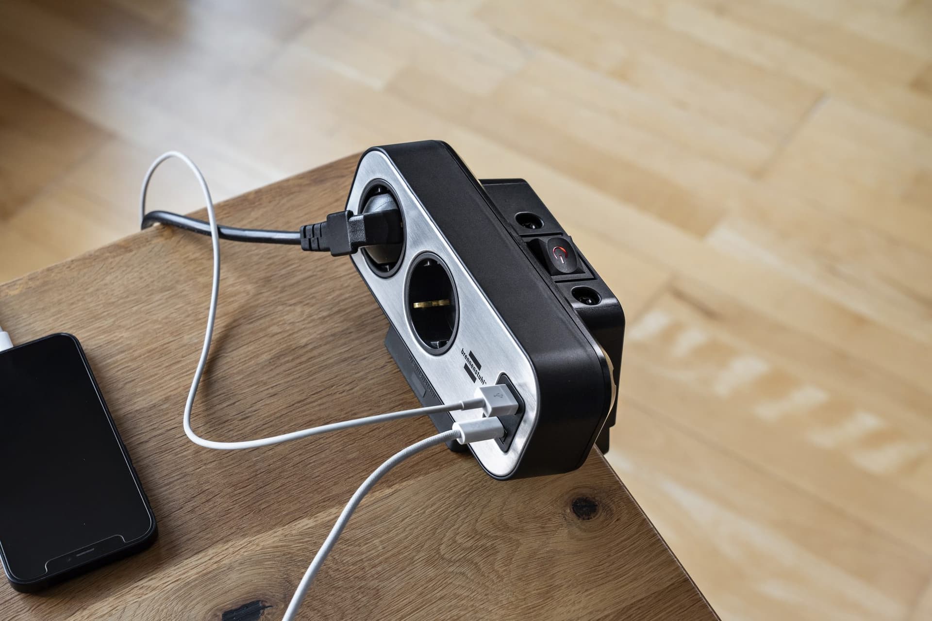 Stekkerdoos Brennenstuhl bureau Estilo 10vdig incl 1 USB C, 1 USB A, 2m zi/zw 5