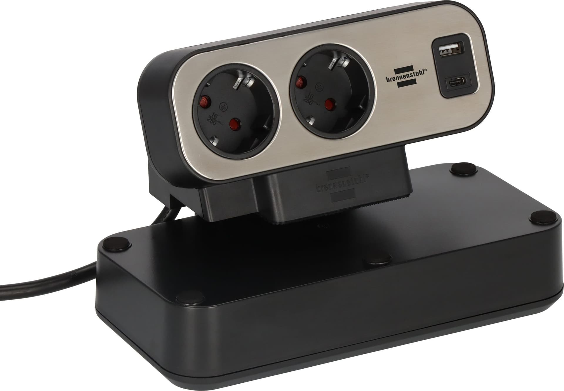 Stekkerdoos Brennenstuhl bureau Estilo 10vdig incl 1 USB C, 1 USB A, 2m zi/zw 4