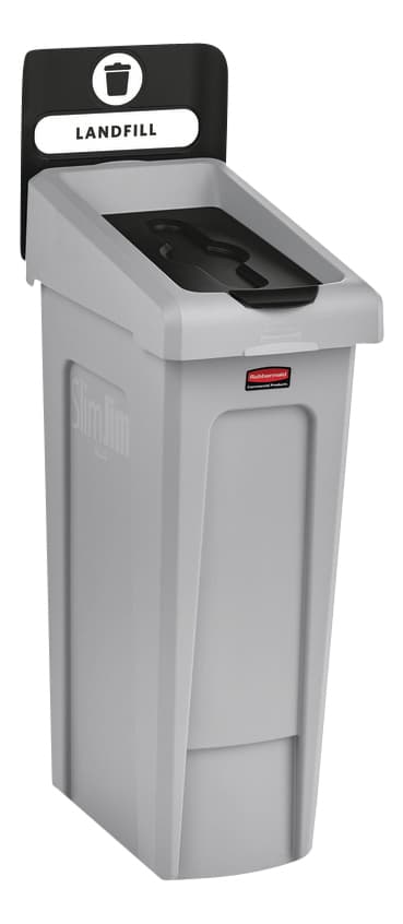 Deksel Rubbermaid Slim Jim Recyclestation gesloten zwart 2