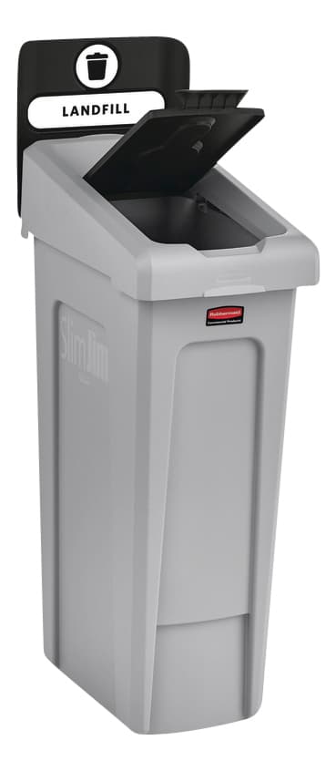 Deksel Rubbermaid Slim Jim Recyclestation gesloten zwart 3
