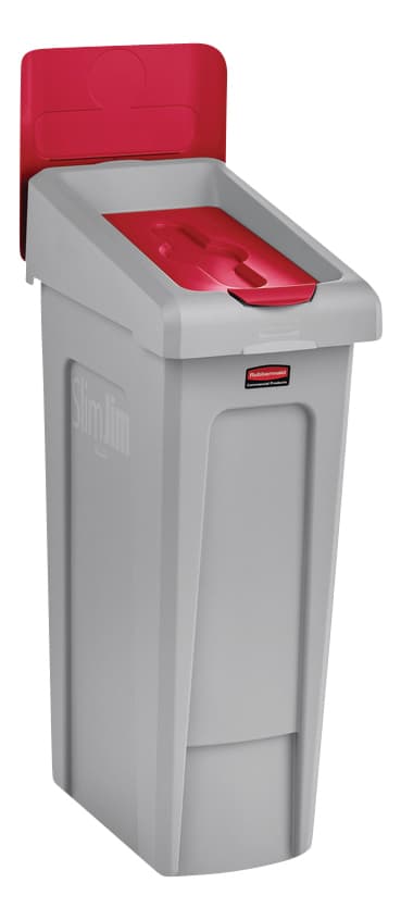 Deksel Rubbermaid Slim Jim Recyclestation gesloten rood 2