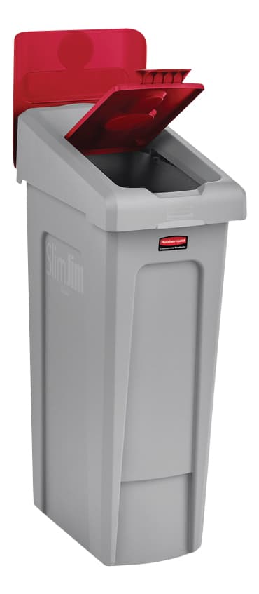 Deksel Rubbermaid Slim Jim Recyclestation gesloten rood 3