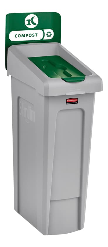 Deksel Rubbermaid Slim Jim Recyclestation gesloten groen 2