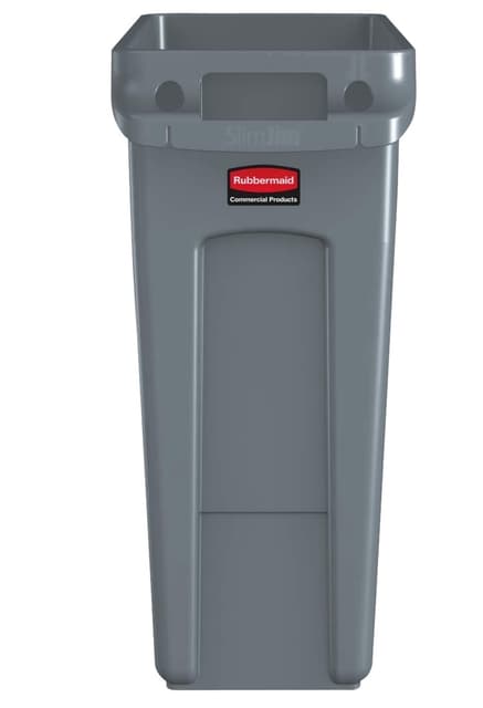 Afvalbak Rubbermaid Slim Jim Vented met luchtsleuven 60liter grijs 2