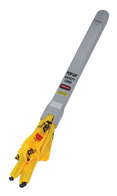 Waarschuwingskegel Rubbermaid driezijdig meertalig pop-up 76cm geel 2