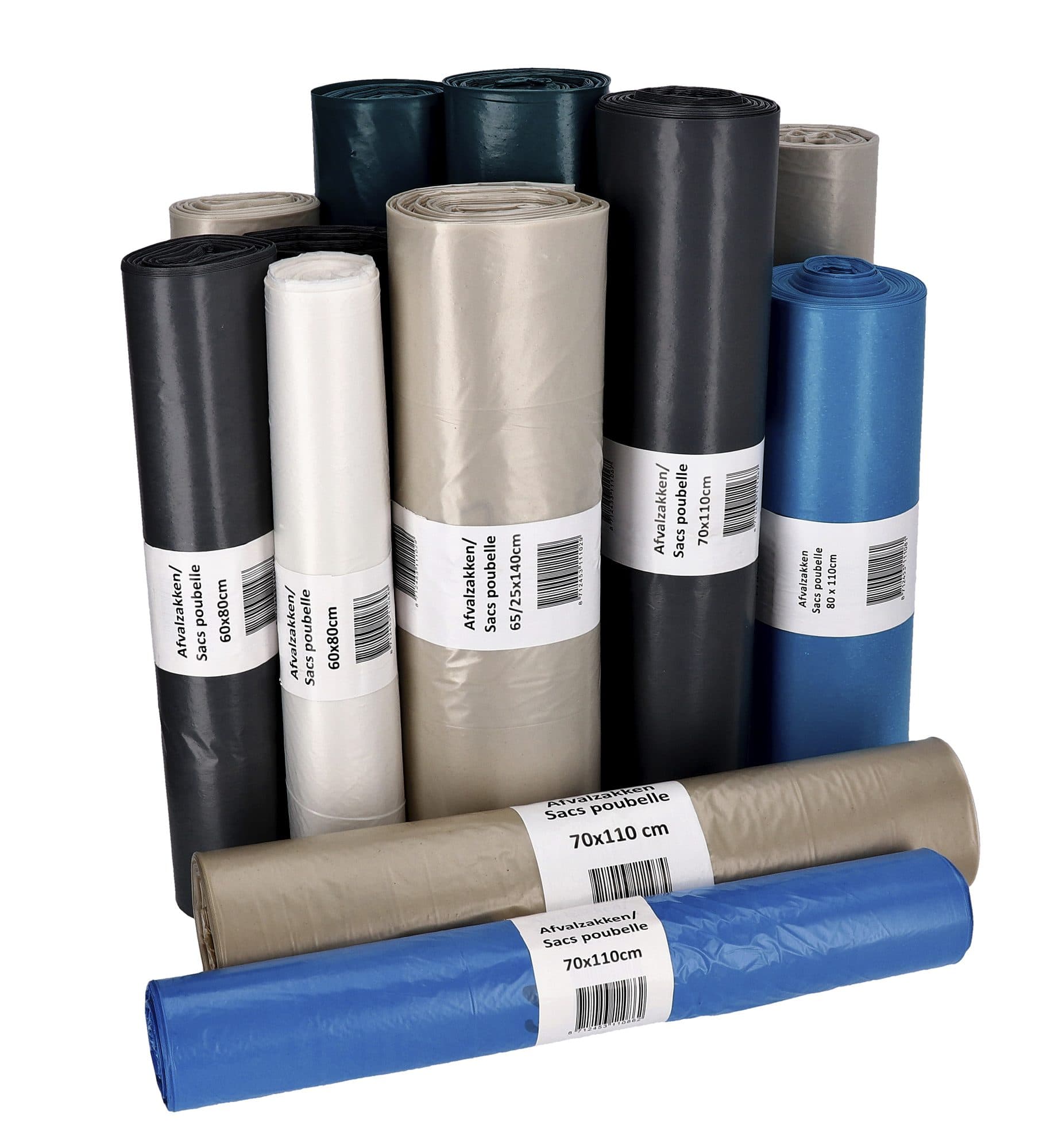 Afvalzak Cleaninq 60x80cm LDPE recycled T50 60L grijs rol à 20 stuks 2