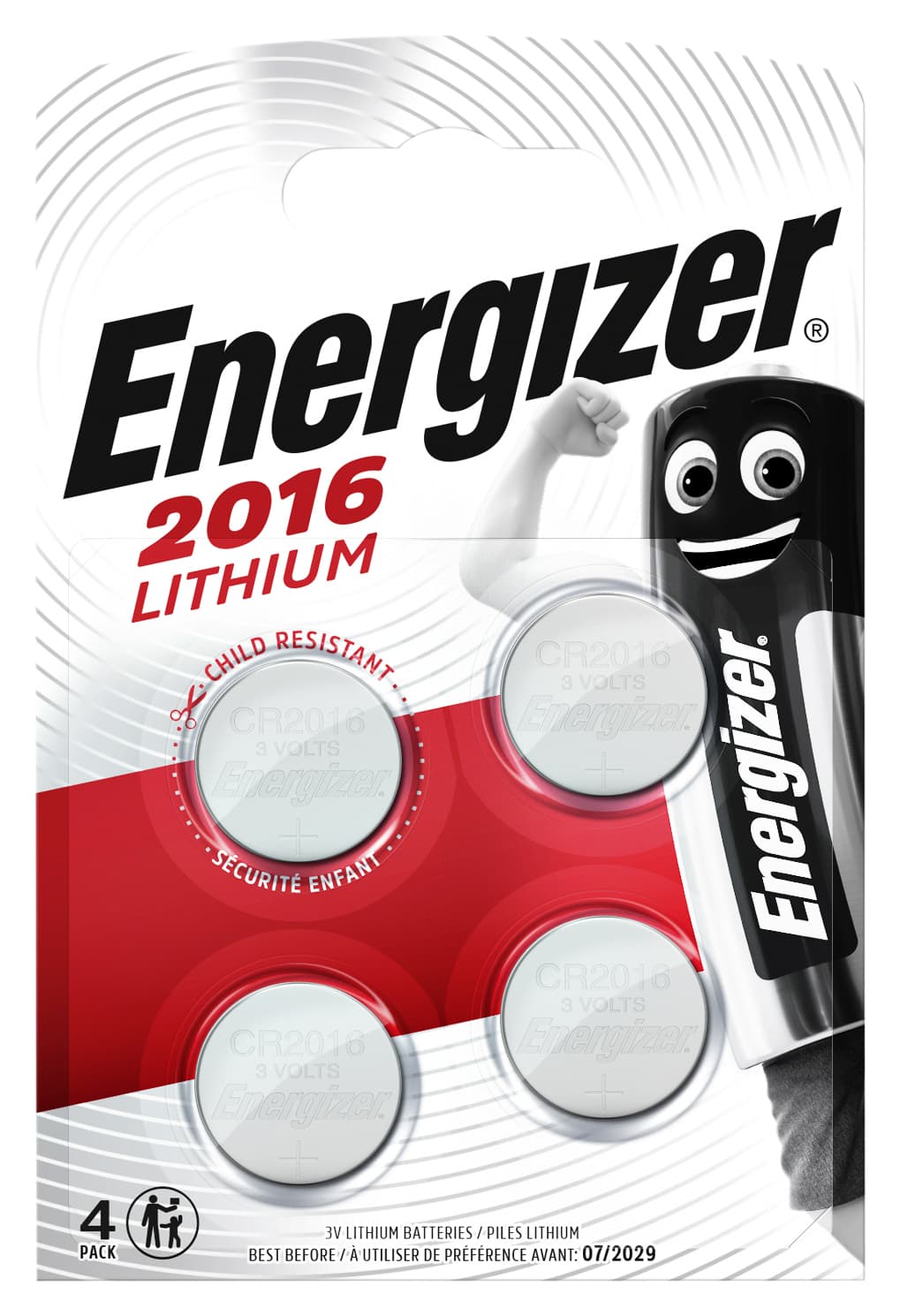 Batterij Energizer knoopcel 4x CR2016 lithium