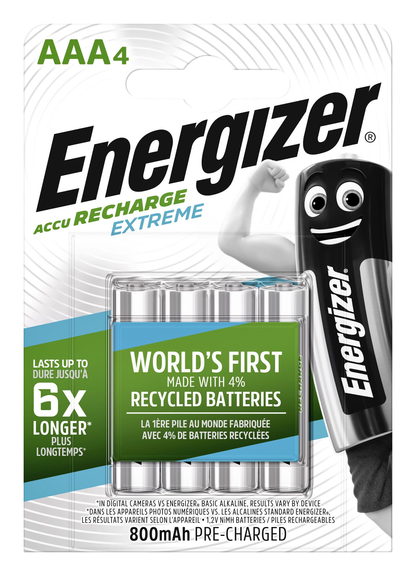 Batterij oplaadbaar Energizer 4x AAA 800mAh