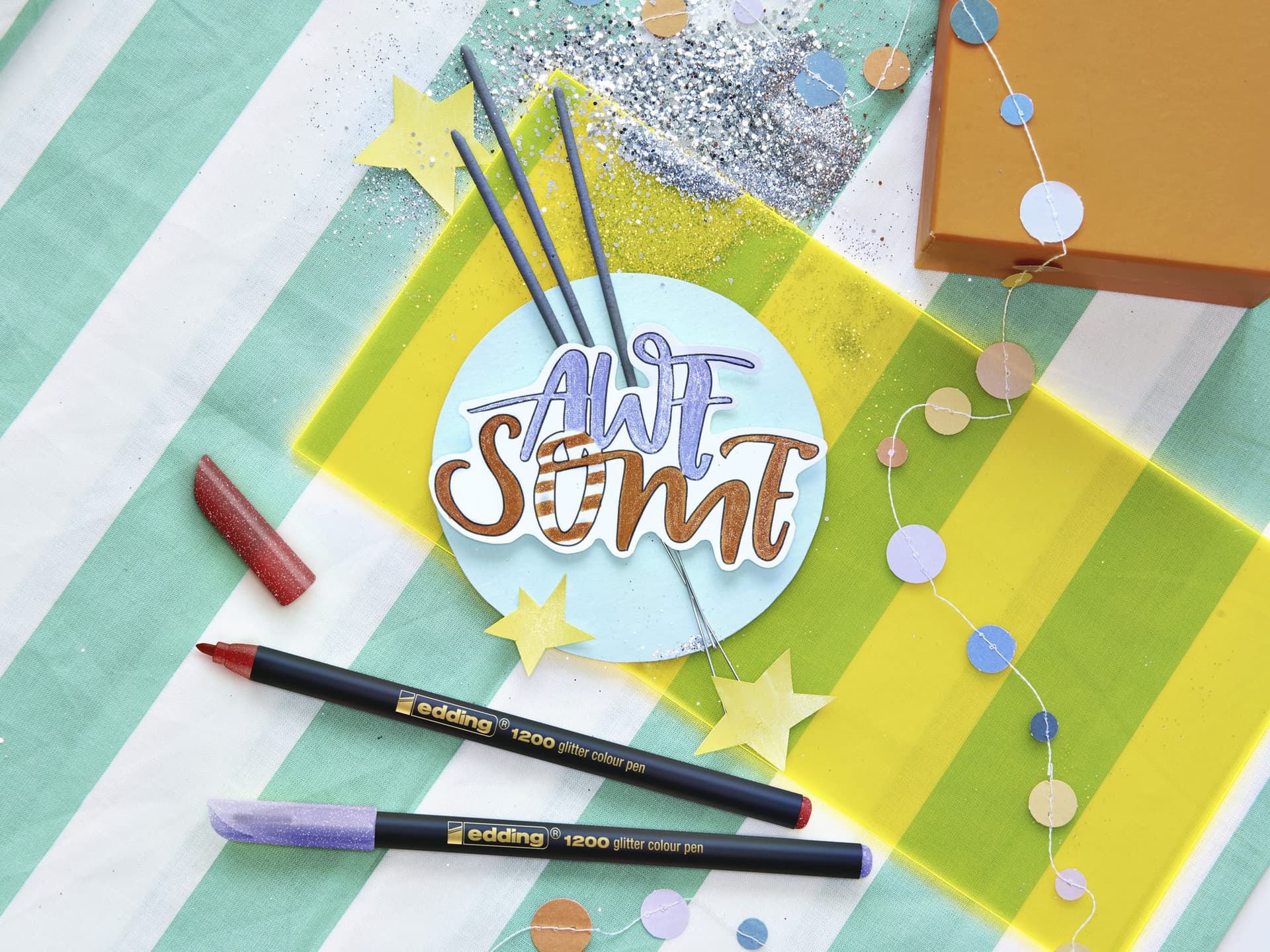 Fineliner edding 1200 fijn glitter assorti set à 5 stuks 3