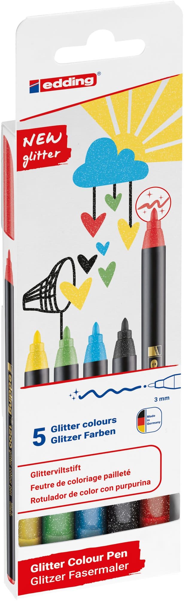 Fineliner edding 1200 fijn glitter assorti set à 5 stuks 2