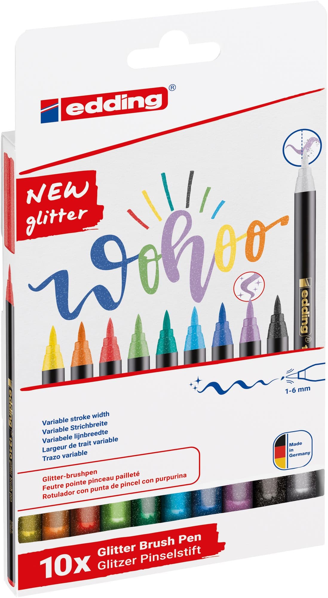 Brushpen edding 1340 glitter assorti set à 10 stuks 2