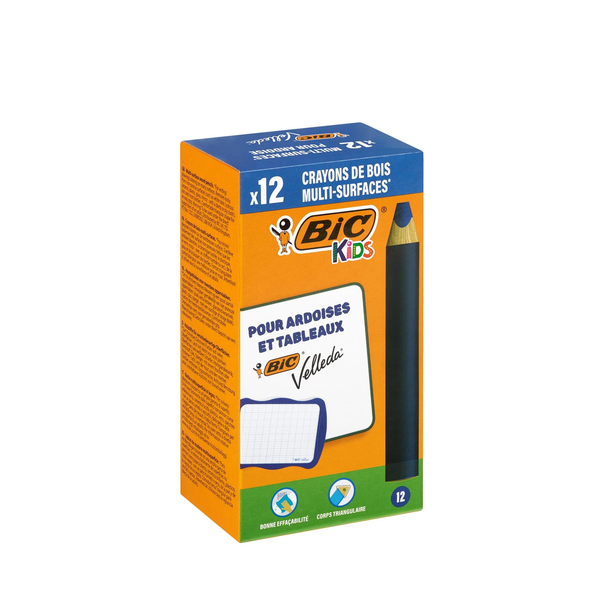 Whiteboardpotlood BicKids Multi Surface blauw doos à 12 stuks 3
