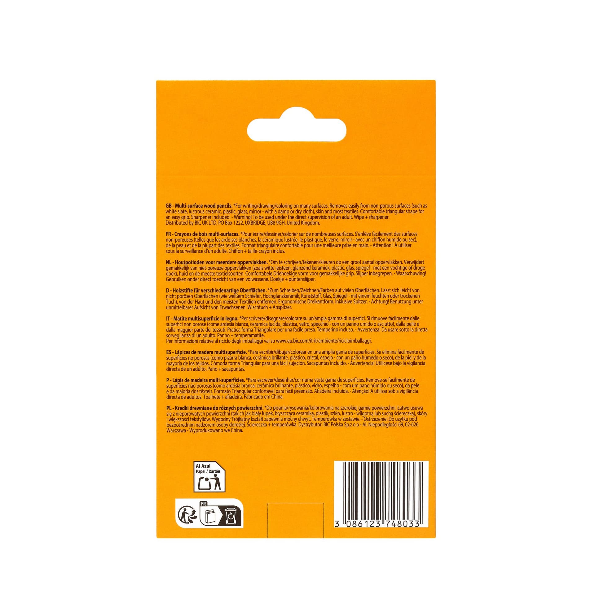 Whiteboardpotlood BicKids Multi Surface + puntenslijper/doekje ass 3st 2