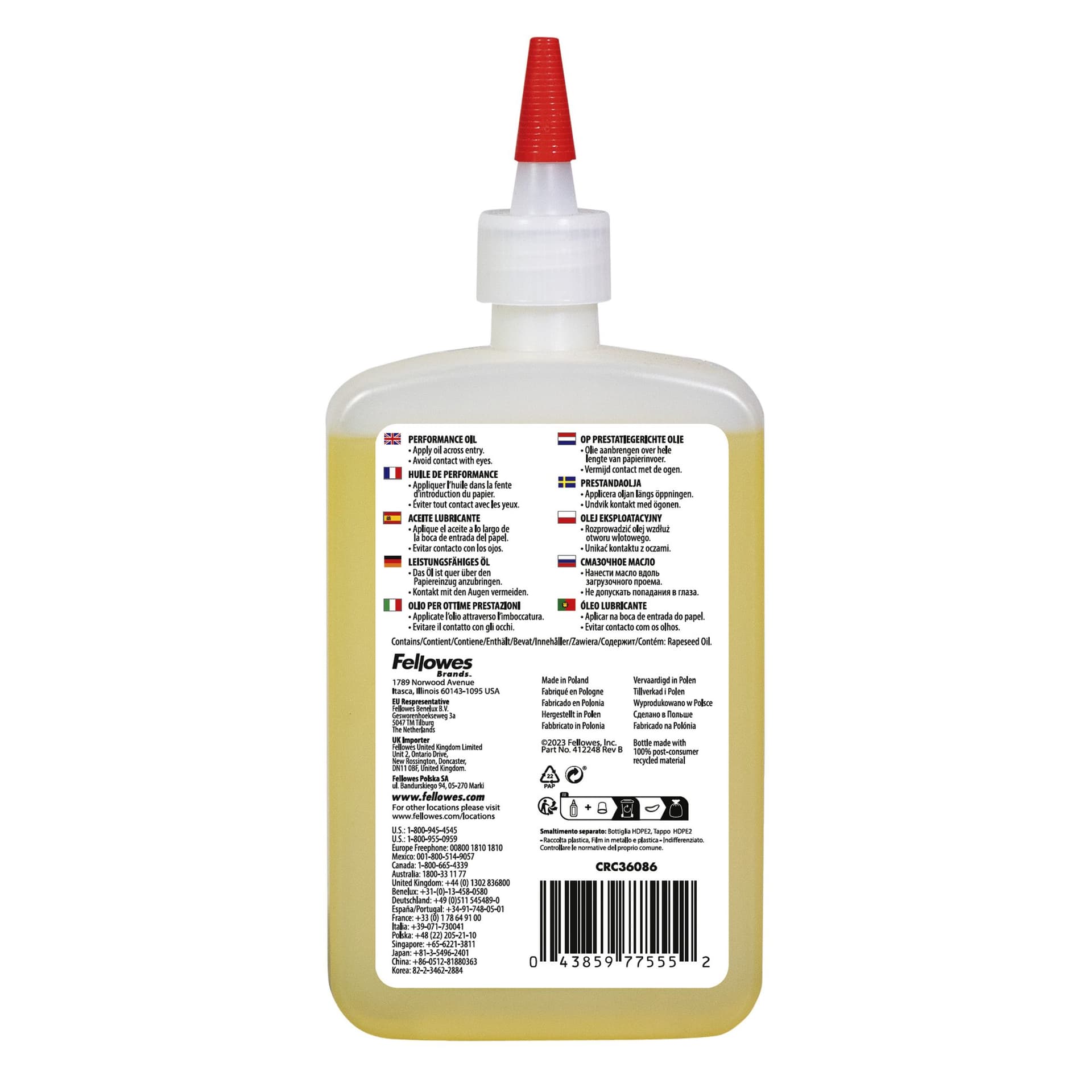 Olie voor papiervernietiger Fellowes 355ml 3