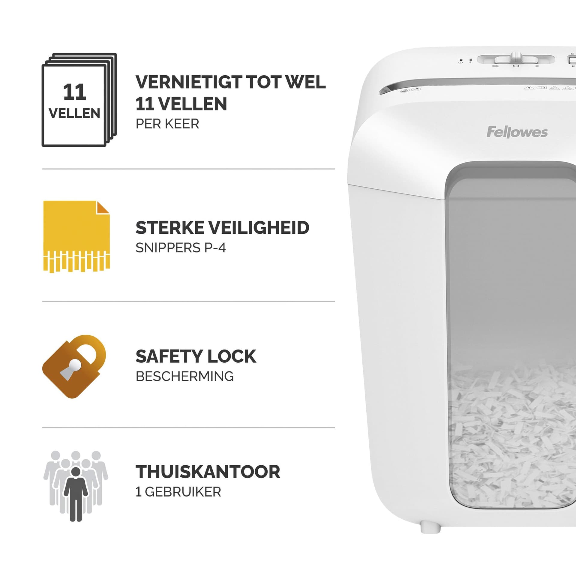 Papiervernietiger Fellowes Powershred LX70 snippers 4x40mm wit 3