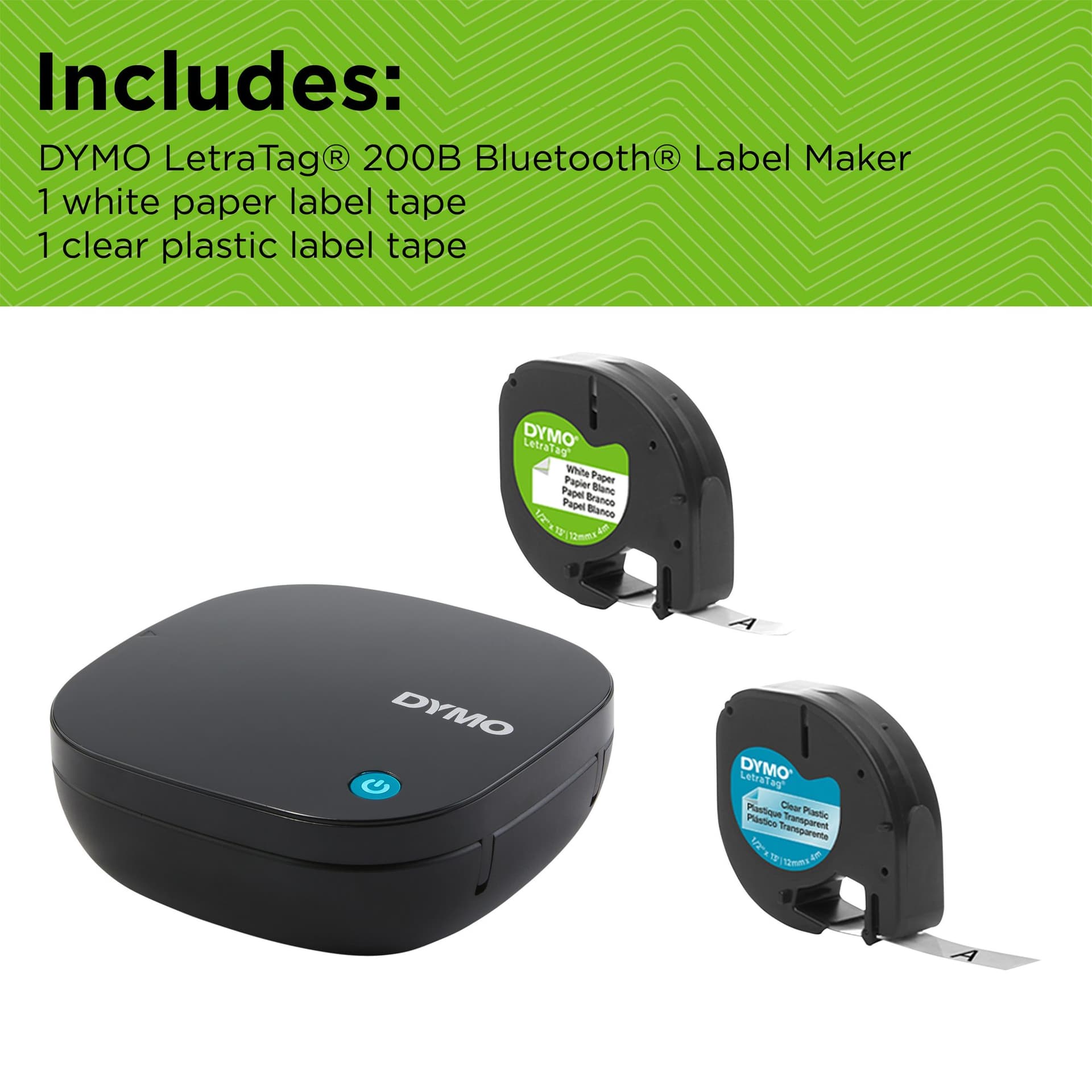 Labelprinter Dymo LetraTag 200B draagbaar bluetooth 12mm zwart promopack 4
