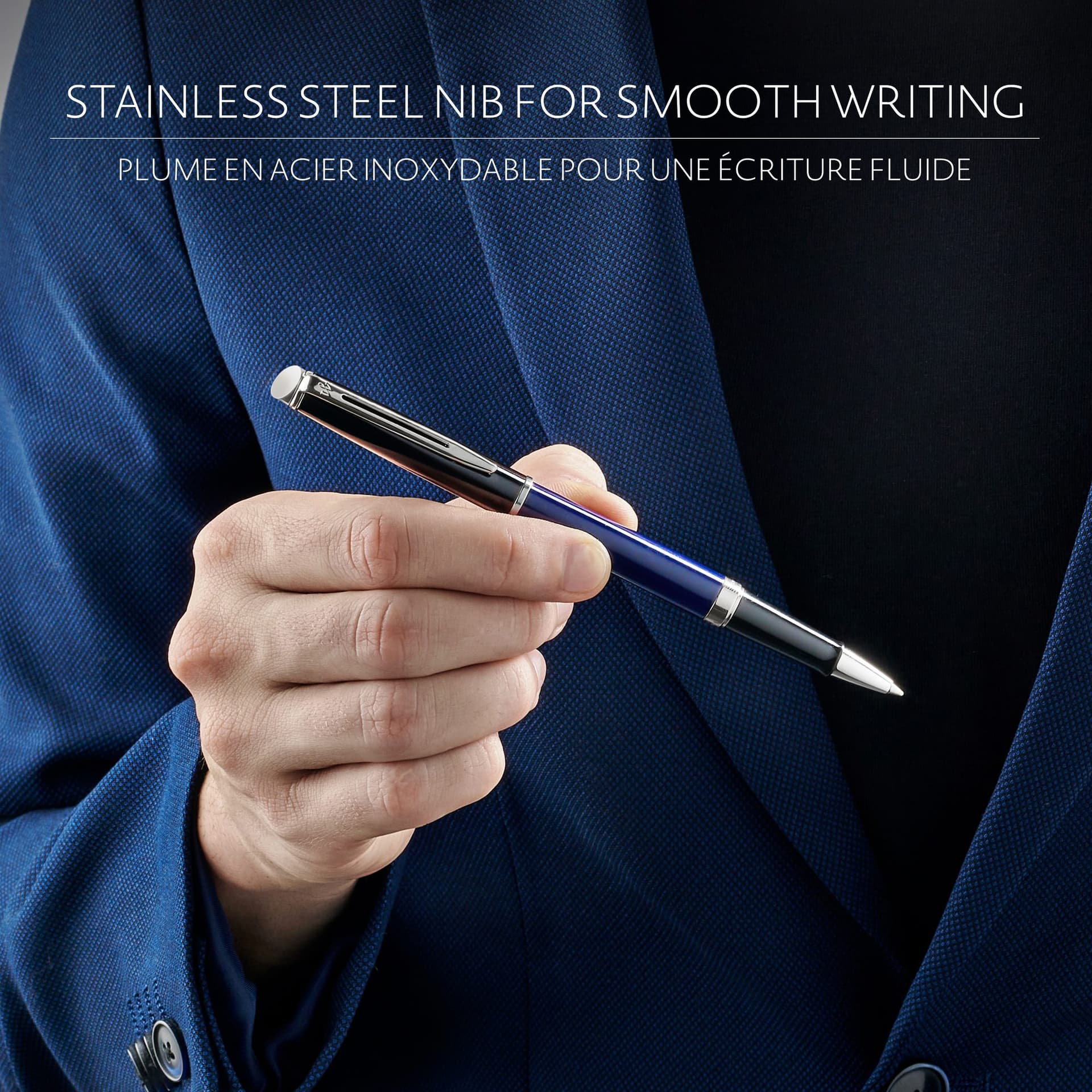 Rollerpen Waterman Hémisphère Colour Blocking black en blue CT fijn 6