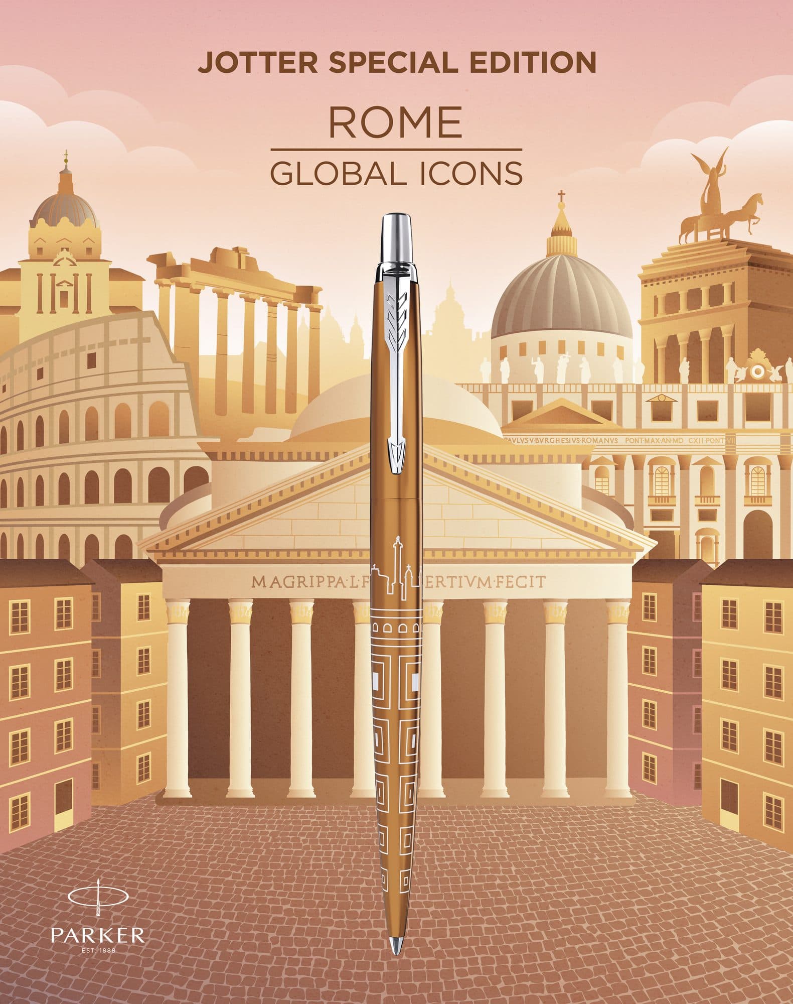 Balpen Parker Jotter special edition Rome bronze CT medium 5