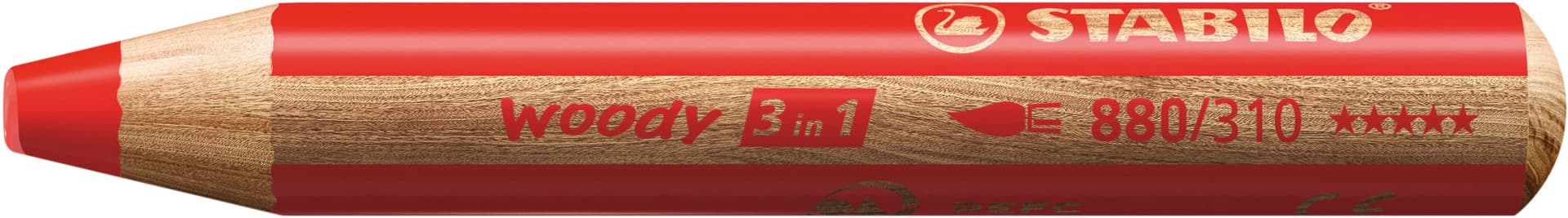 Kleurpotloden STABILO 880 woody 3 in 1 multitalent rood