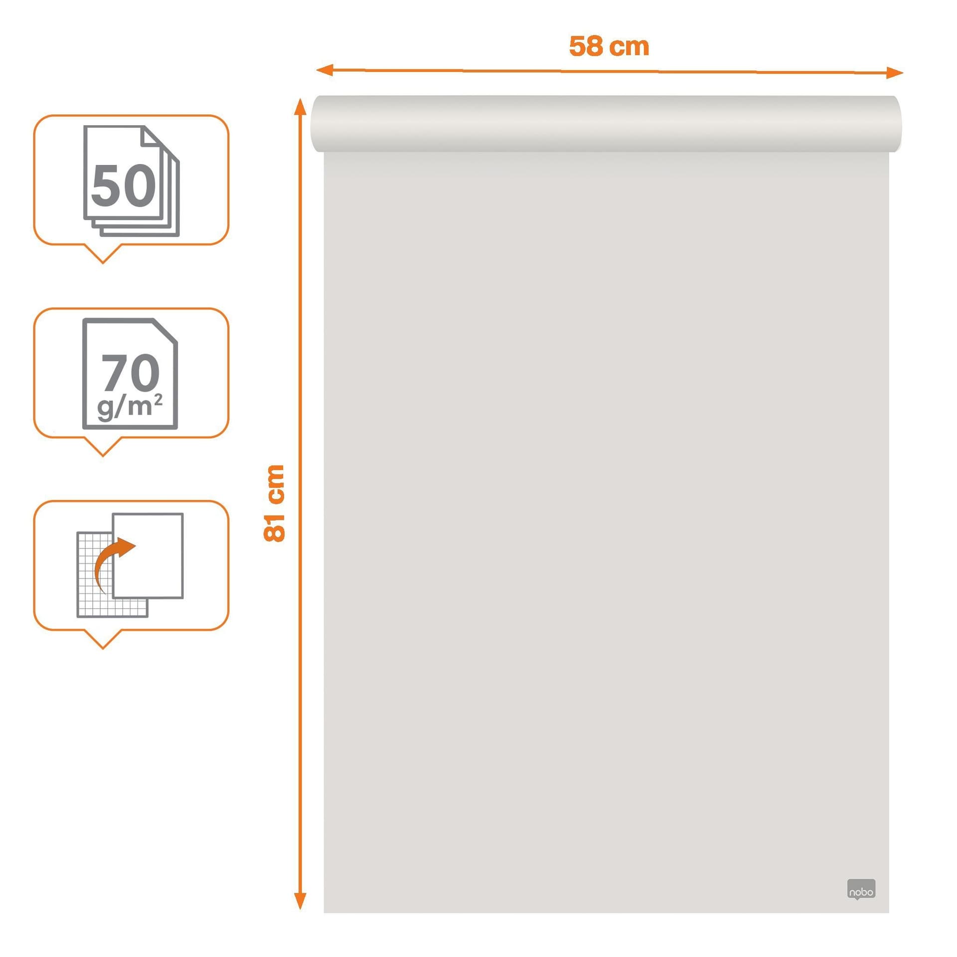 Flipoverpapier Nobo gerecycled 58x81cm dubbelzijdig rol 50 vel 4