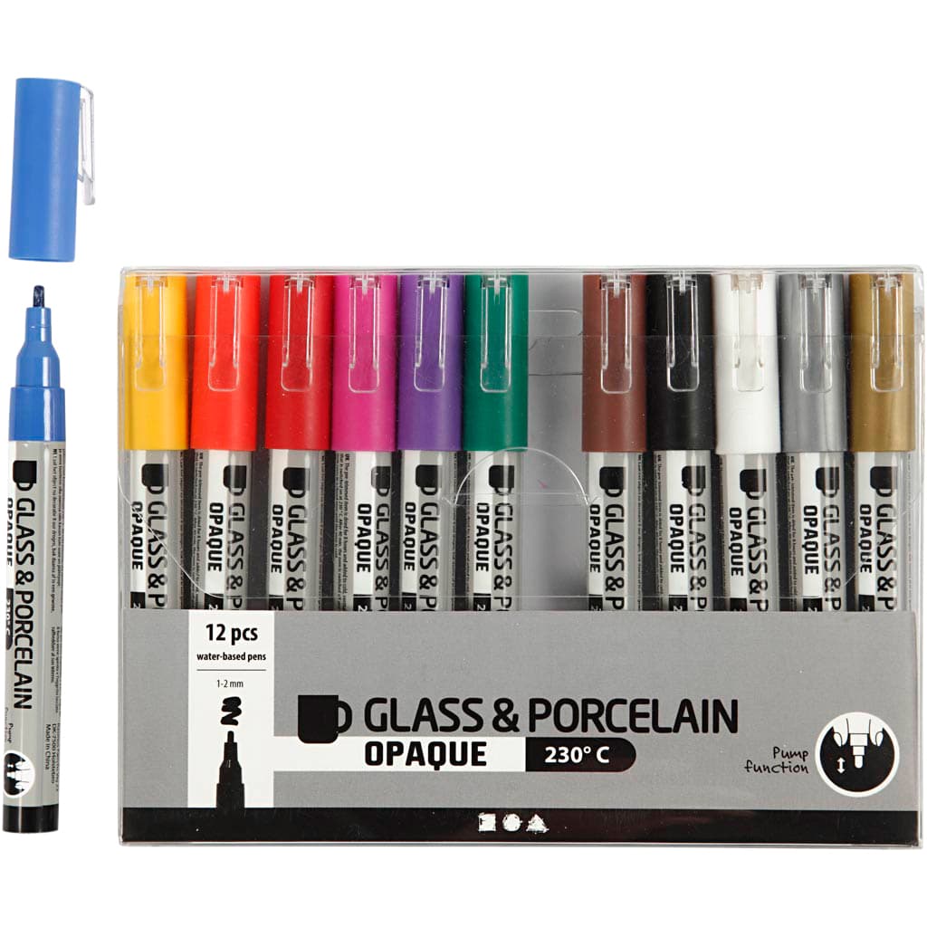 Glas- & Porseleinstiften Creativ Company 1-2mm set à 12 kleuren 5