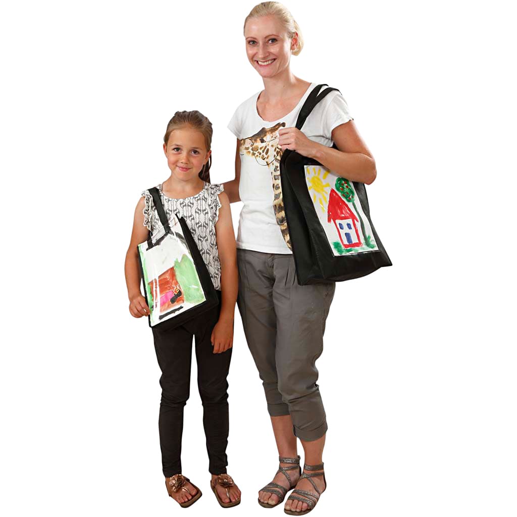 Tas Creativ Company 42x34x12cm met plastic voorkant zwart 2