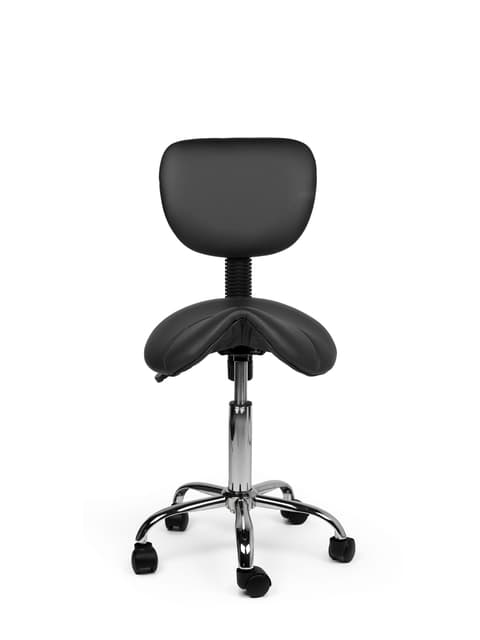 Zadelkruk Office rugleuning laag harde wielen zw 2