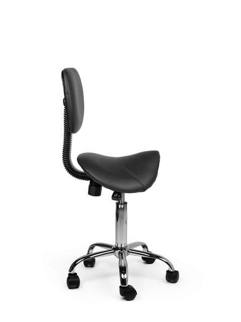 Zadelkruk Office rugleuning laag harde wielen zw 3