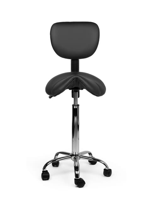 Zadelkruk Office rugleuning hoog harde wielen zw 2