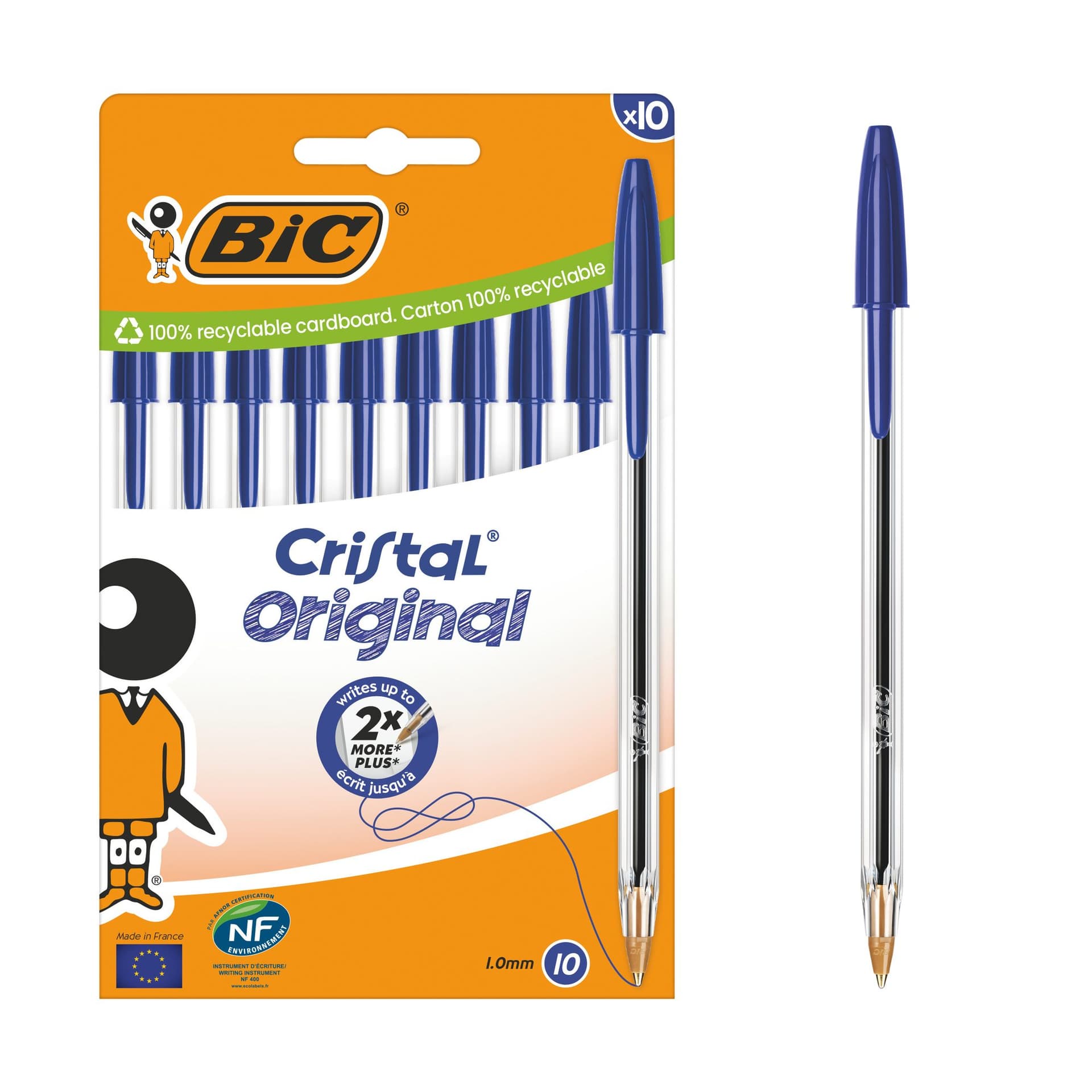 Balpen Bic Cristal medium blauw blister à 10 stuks 2