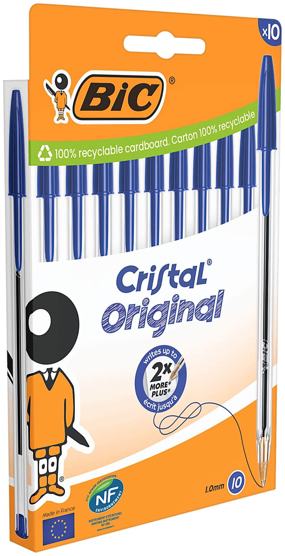 Balpen Bic Cristal medium blauw blister à 10 stuks 3