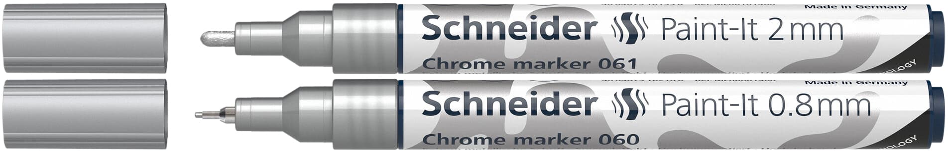 Viltstift  Schneider Paint-it 060 - 061 2.0mm en 0.8mm mtl chrome 2st 3